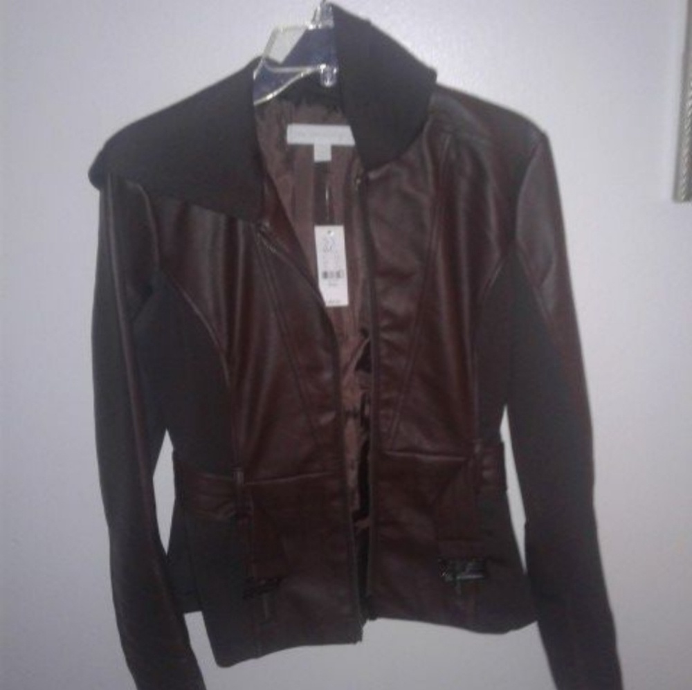 New York & Company brown leather jacket